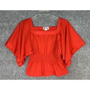 Vintage Trolley Car Rex Peplum Top Blouse Square Neck Women’s Size 11 70s